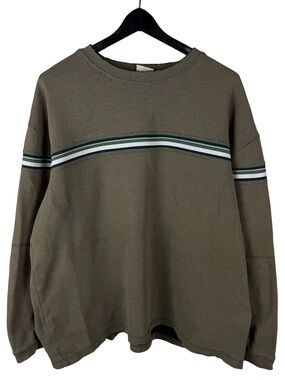 Vintage 90s XG Grunge Y2K Center Striped Pullover Distressed Sweatshirt Size XL